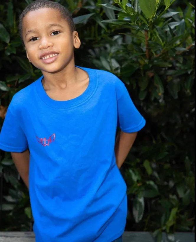 Kids Signature Logo V2 T Shirt In Royal Blue