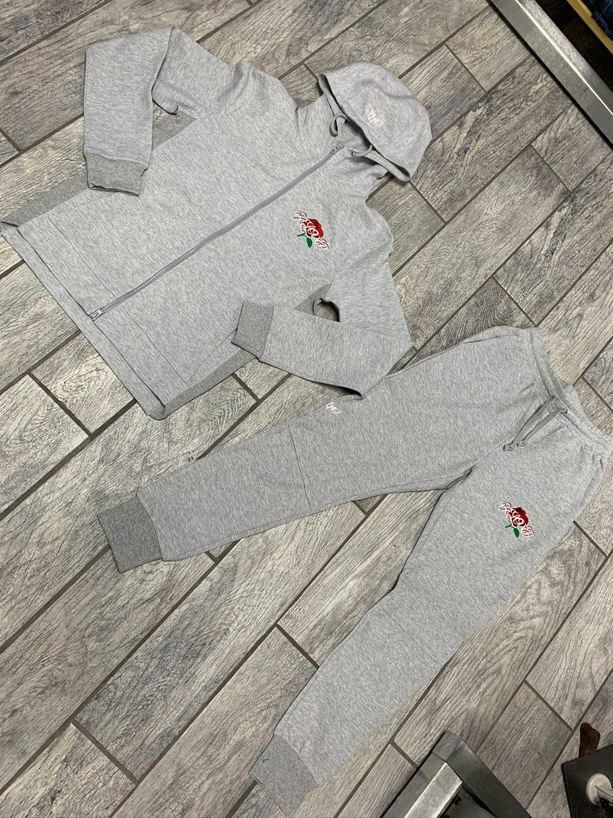 Beloved Zip Up Jogger Suit in Gray