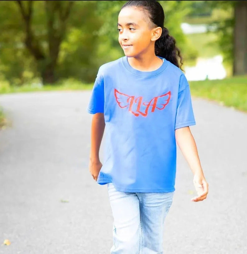 Kids Signature Logo T Shirt In Royal Blue/Red