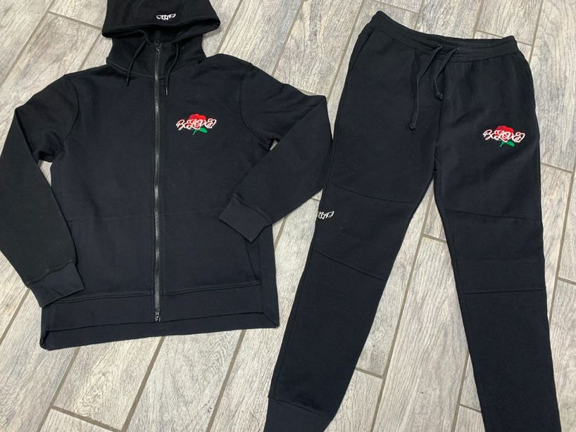 Beloved Zip Up Jogger Suit in Black