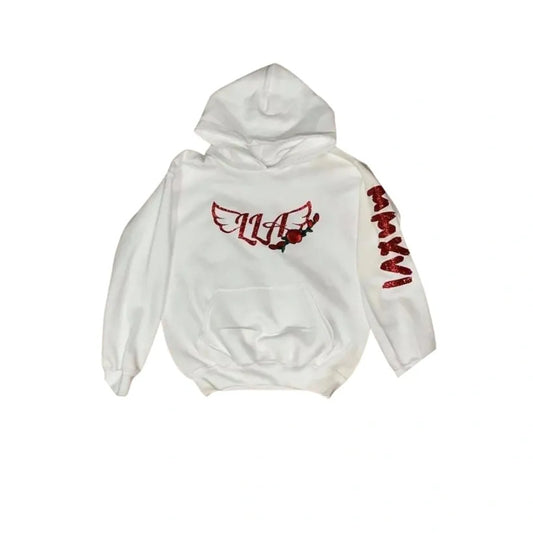 Kids Signature Logo Hoodie in Wht/Red
